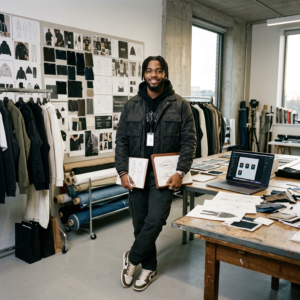 Young Successful Streetwear Founder in Fashion Studio
